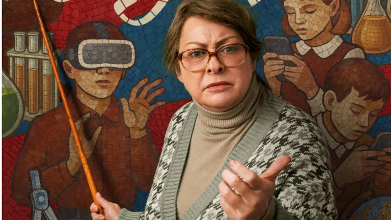 Мария Аронова исполнила роль строгой учительницы в комедии «Олдскул». Фото: постер сериала