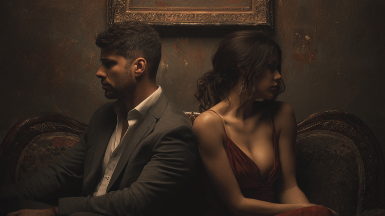 Кризис в отношениях мужчины и женщины. Фото сгенерировано нейросетью Midjourney