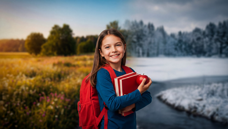 Расписание каникул на 2026-2027 учебный год. Коллаж: Сорокина Екатерина, фото сгенерировано нейросетью Nano Banana