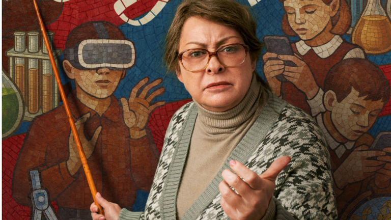 Мария Аронова исполнила роль строгой учительницы в комедии «Олдскул». Фото: постер сериала