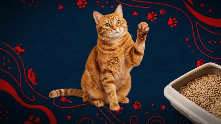 Как приучить кота к лотку. Коллаж: Сорокина Екатерина, фото сгенерировано нейросетью Nano Banana