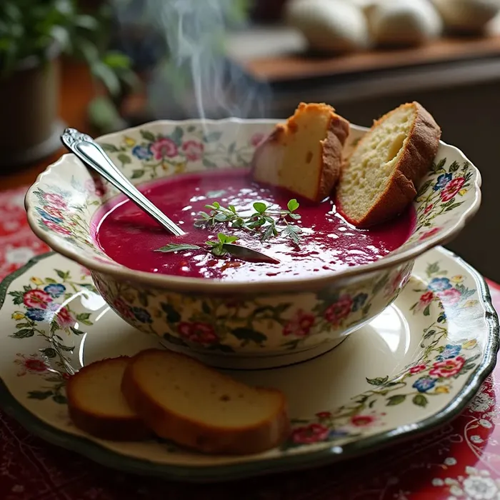 Вкусный борщ можно приготовить и без мяса. Фото сгенерировано нейросетью Flux Pro по мотивам публикации