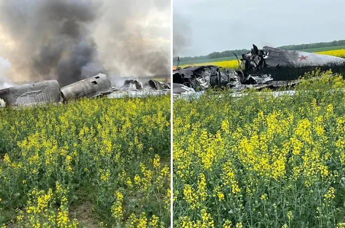 Самолет Ту-22М3 ВКС России потерпел крушение на территории Красногвардейского района в Ставрополье. Фото: t.me/shot_shot