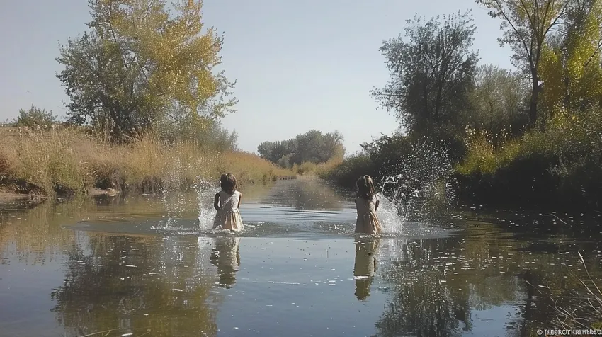 Девочки играли в коварной реке и попали в водоворот. Фото сгенерировано нейросетью midjourney.com по мотивам публикации
