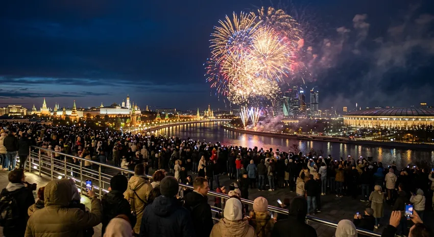 Где и во сколько смотреть салют на День Победы 9 мая 2026 года. Фото сгенерировано нейросетью Nano Banana