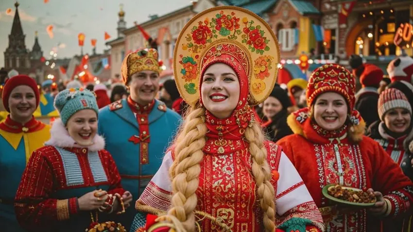 На Масленицу всегда было принято наряжаться во все красивое. Фото сгенерировано нейросетью Kandinsky по мотивам публикации