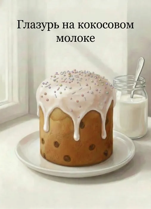 Глазурь на кокосовом молоке для кулича. Фото сгенерировано нейросетью Nano Banana