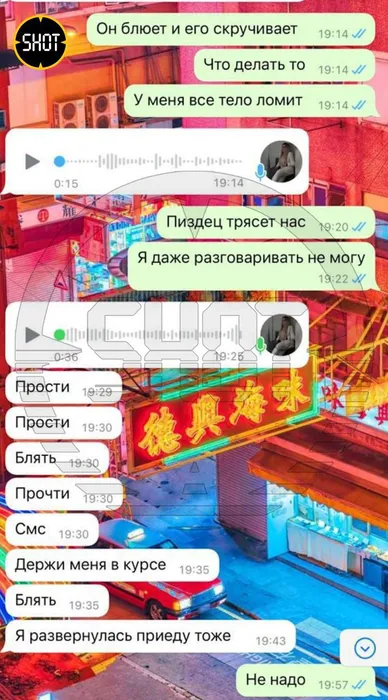 Переписка с Эндже сразу после ухудшения состояния супругов. Фото: t.me/@shot_shot