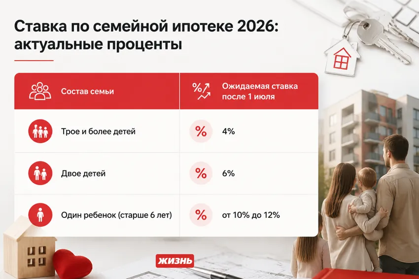 Ставка по семейной ипотеке с 1 июля 2026 года. Коллаж: Сорокина Екатерина