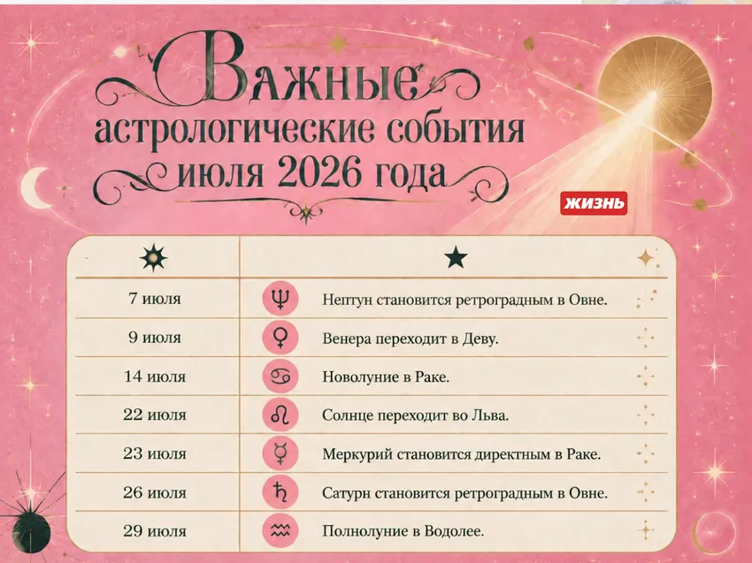 Важные астрологические события июля 2026 года. Коллаж: Сорокина Екатерина