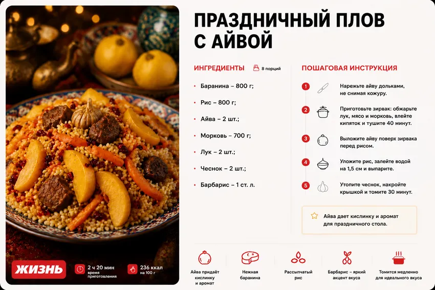 Праздничный плов с айвой. Коллаж: Сорокина Екатерина
