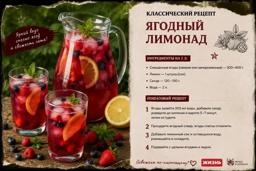 Ягодный лимонад. Коллаж: Сорокина Екатерина