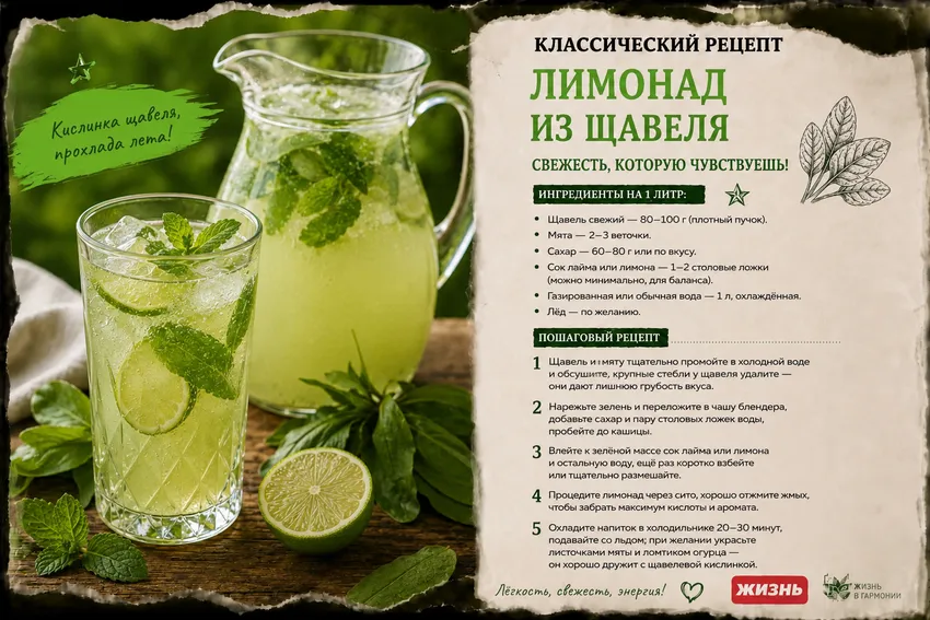 Лимонад из щавеля. Коллаж: Сорокина Екатерина