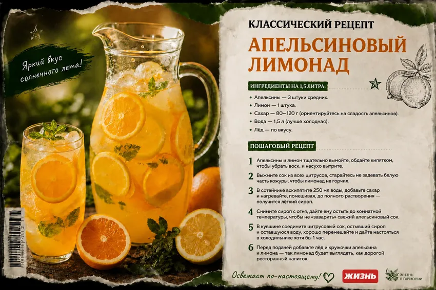 Апельсиновый лимонад. Коллаж: Сорокина Екатерина