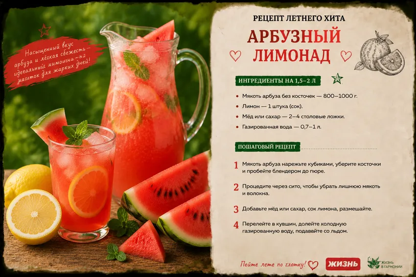 Арбузный лимонад. Коллаж: Сорокина Екатерина