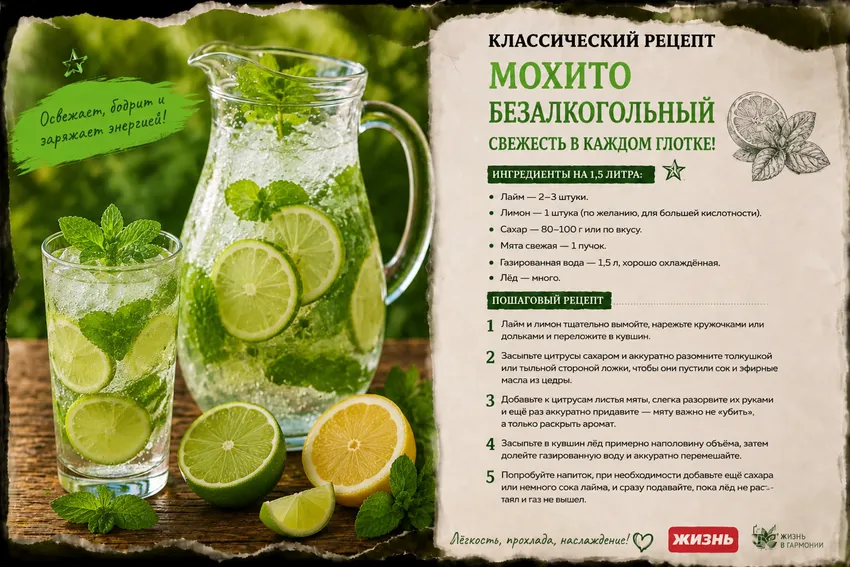 Мохито безалкогольный. Коллаж: Сорокина Екатерина