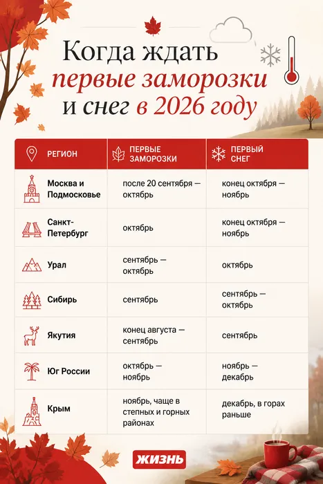 Когда ждать первые заморозки и снег в 2026 году. Коллаж: Сорокина Екатерина