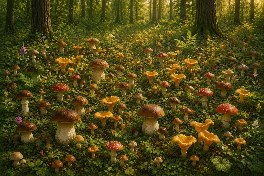 Много грибов во сне. Фото сгенерировано нейросетью GPT Images