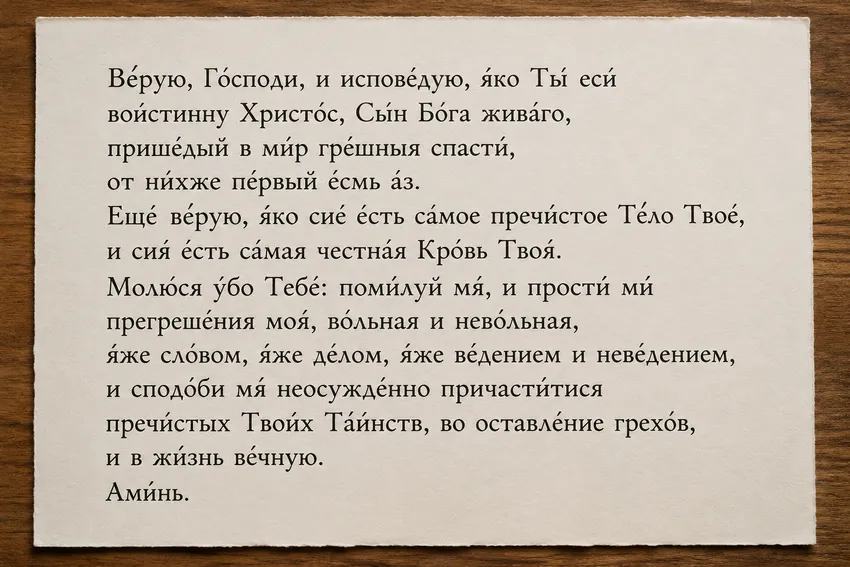 Текст молитвы святителя Иоанна Златоуста. Фото сгенерировано нейросетью GPT Images