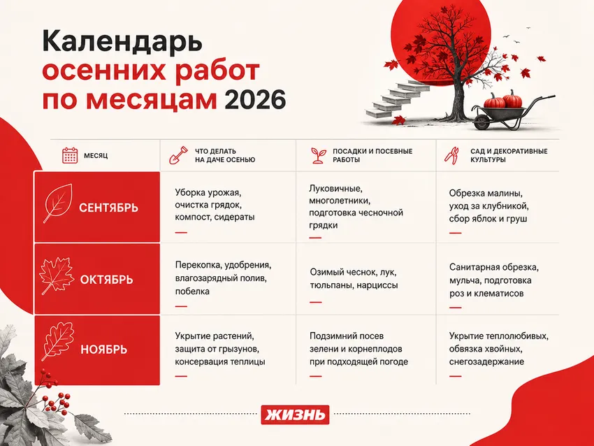 Календарь осенних работ по месяцам 2026 года. Коллаж: Сорокина Екатерина