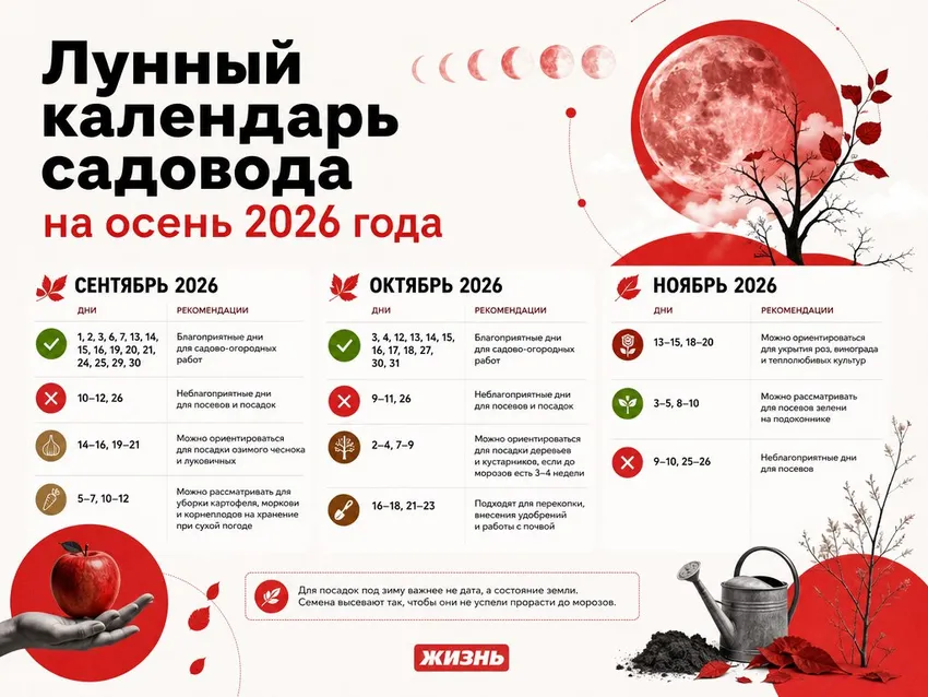 Лунный календарь садовода на осень 2026 года. Коллаж: Сорокина Екатерина