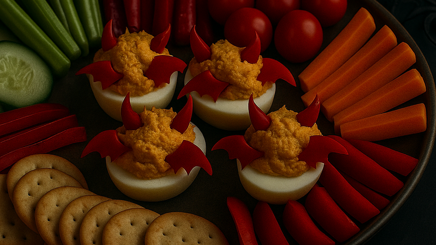 Закуска «Дьявольские яйца». Фото сгенерировано нейросетью GPT-Image