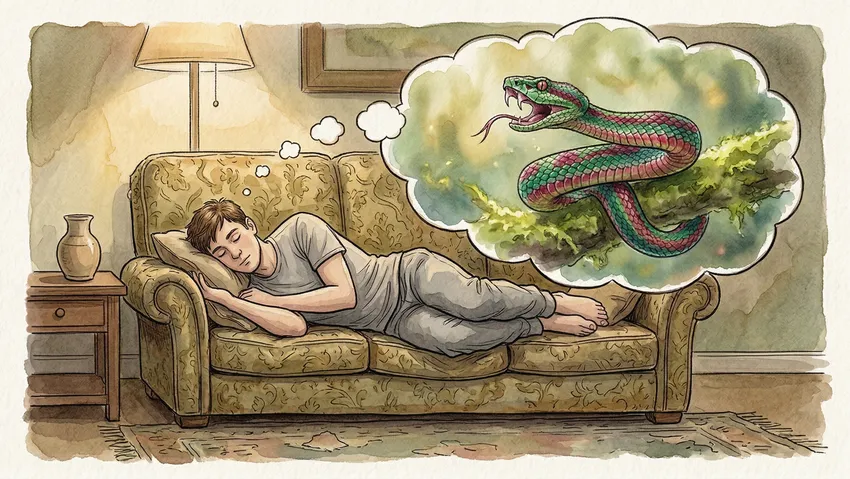 К чему снится змея мужчине. Фото сгенерировано нейросетью Nano Banana