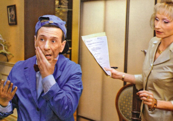 Борис Смолкин и Ольга Прокофьева в сериале «Моя прекрасная няня». Кадр из сериала