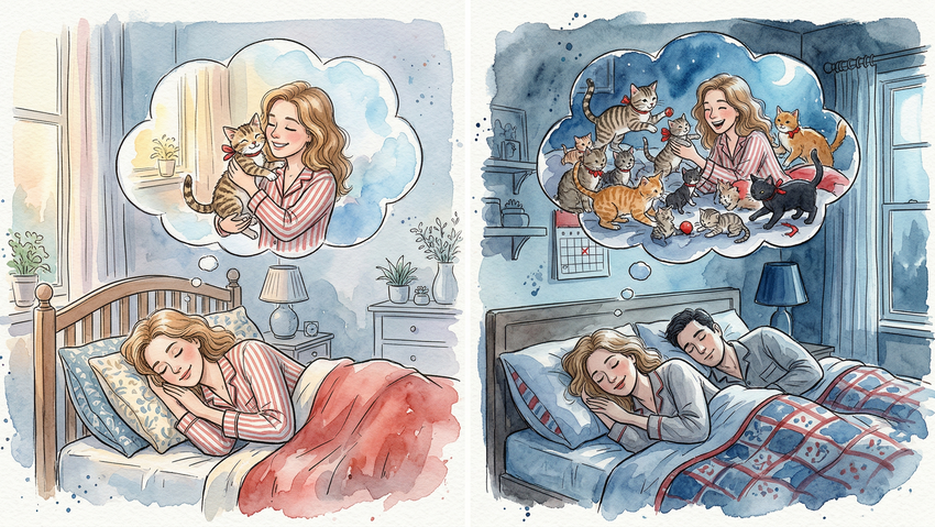 К чему снятся кошки женщине. Фото сгенерировано нейросетью Nano Banana