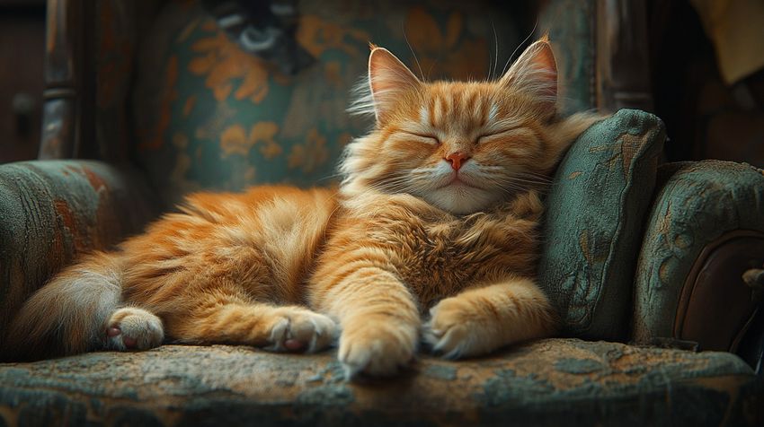 Коты очень любят спать. Фото сгенерировано нейросетью midjourney.com по мотивам публикации
