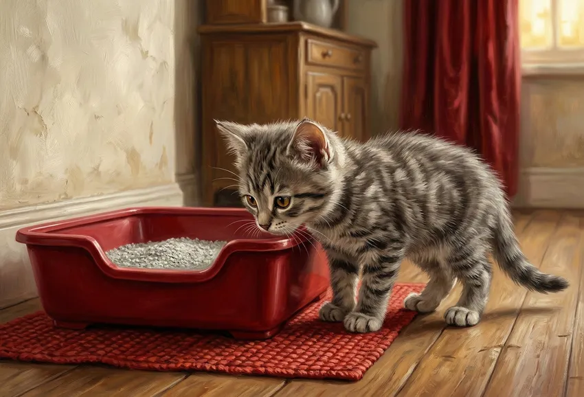 Как приучить уличного кота к лотку. Фото сгенерировано нейросетью Nano Banana