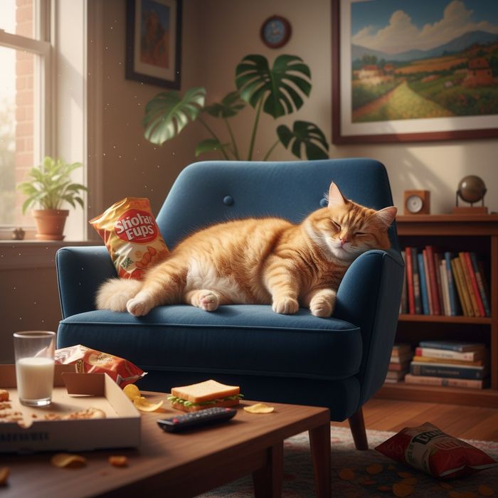 В США создают кошачий препарат для похудения, помогающий в борьбе с диабетом. Фото сгенерировано нейросетью Perplexity по материалам статьи.