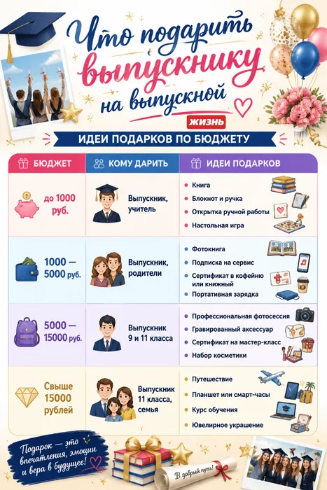 Идеи подарков на выпускной по бюджету. Коллаж: Сорокина Екатерина