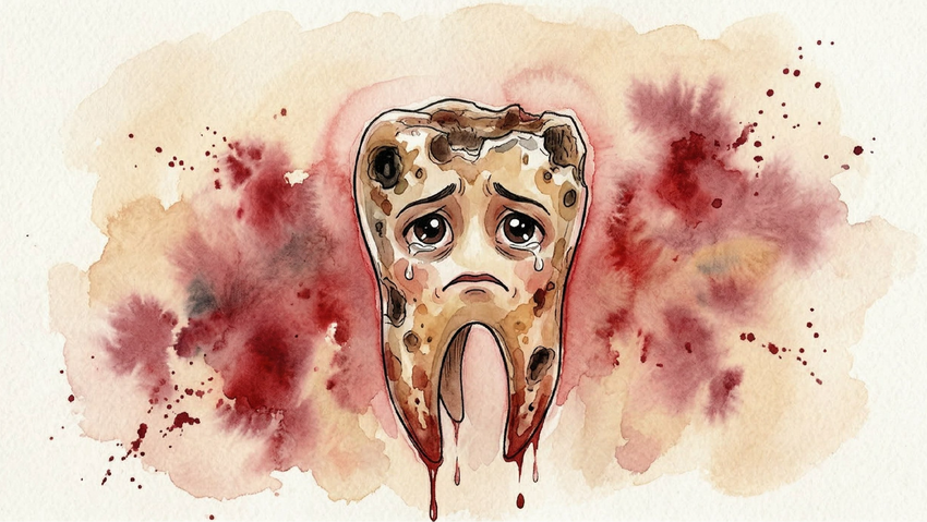 К чему снится гнилой зуб. Коллаж: Сорокина Екатерина, фото сгенерировано нейросетью Nano Banana