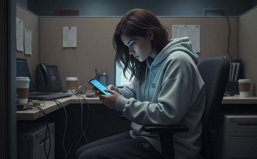 Петербурженку оштрафовали на 110 тыс за то, что она скинула в чат нюдсы коллег. Фото сгенерировано нейросетью Perplexity по материалам статьи.