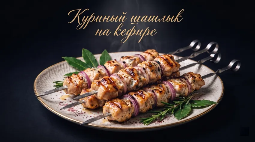 Курины шашлык на кефире. Фото сгенерировано нейросетью GPT Images