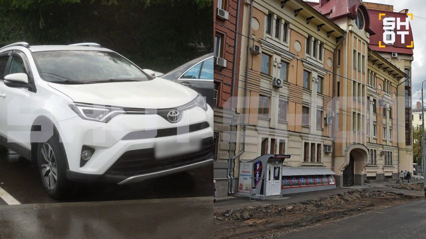 Автомобиль экс-мэра Самары, который успела продать внучка, и дом, где были убиты супруги. Фото: @t.me/shot_shot