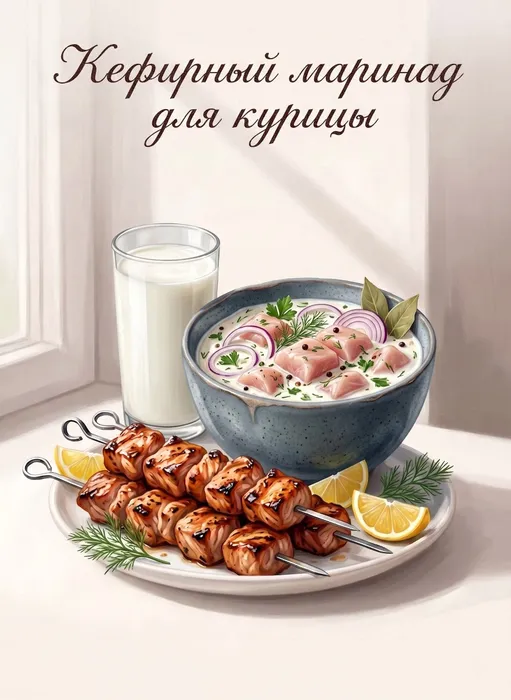 Кефирный маринад для курицы. Фото сгенерировано нейросетью Nano Banana