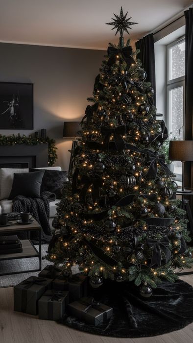 Елка-монохром для любителей минимализма. Фото сгенерировано нейросетью Nano Banana