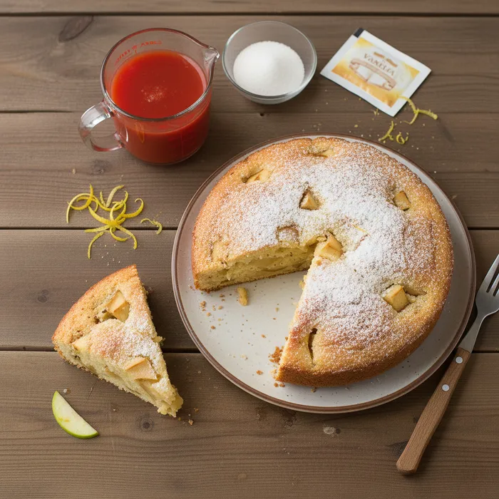 Постный пирог с яблоками. Фото сгенерировано нейросетью Nano Banana