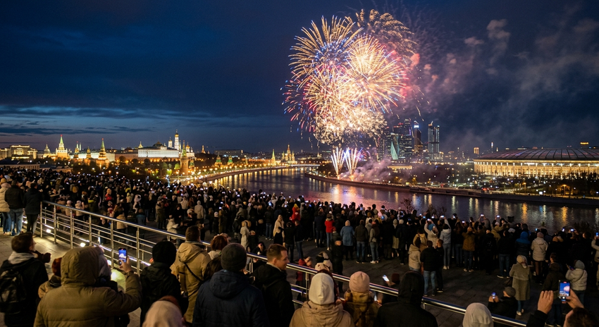 Где и во сколько смотреть салют на День Победы 9 мая 2026 года. Фото сгенерировано нейросетью Nano Banana