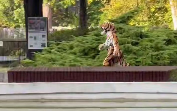 В Калининградском зоопарке отрепетировали побег тигра, которого сыграл актер. Фото: t.me/kldzoo