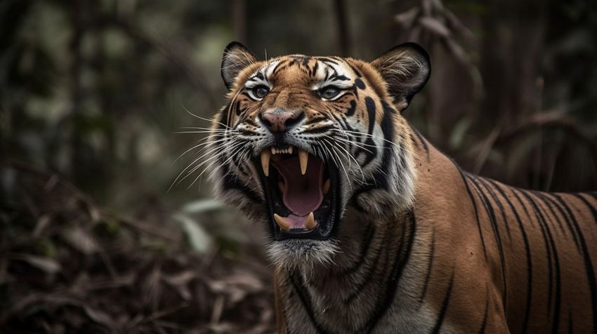 В Хабаровском крае поймали тигра-гиганта, который месяц охотился в местных селах. Фото сгенерировано нейросетью midjourney.com по материалам статьи