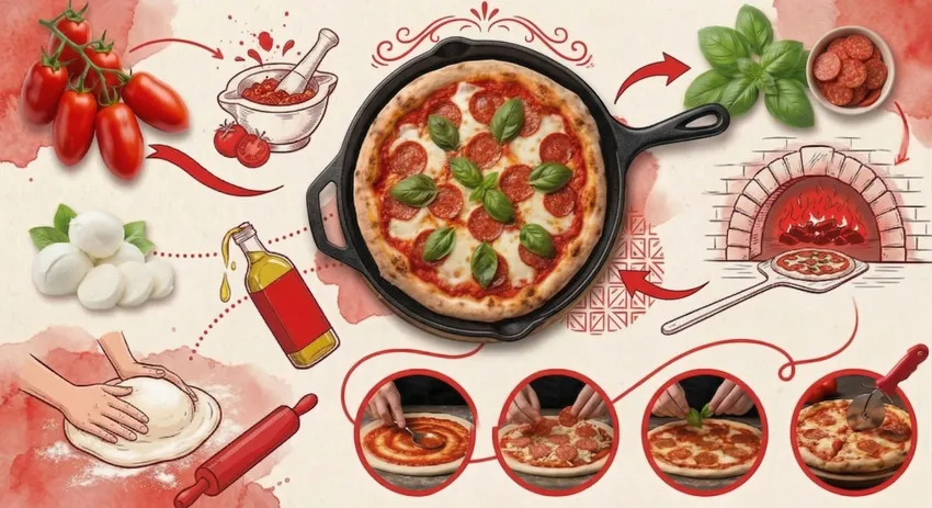 Быстрая пицца на сковороде. Фото сгенерировано нейросетью Nano Banana