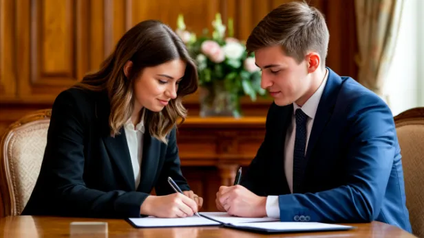 Россияне стали в 5 раз чаще заключать брачные договоры из-за разводов звезд. Фото сгенерировано нейросетью shedevrum.ai по материалам статьи