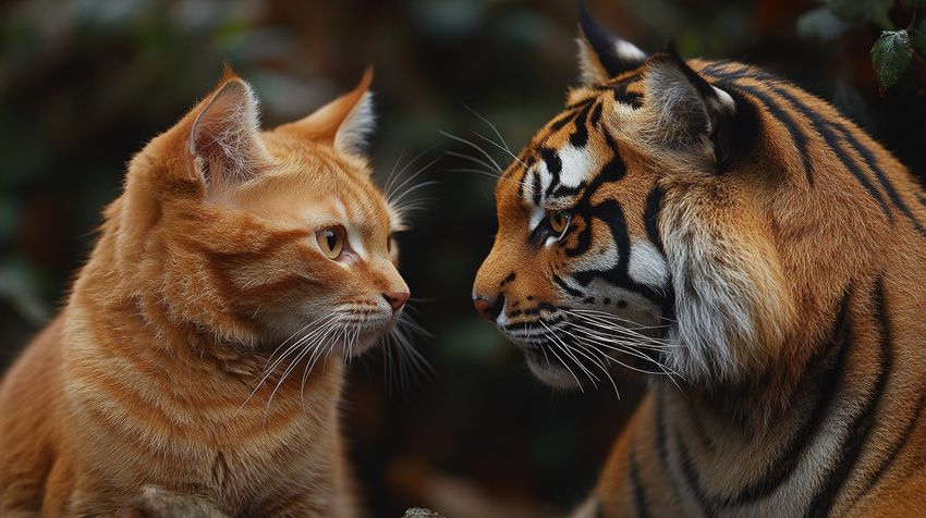 Кошки — родственники тигров. Фото сгенерировано нейросетью midjourney.com по мотивам публикации