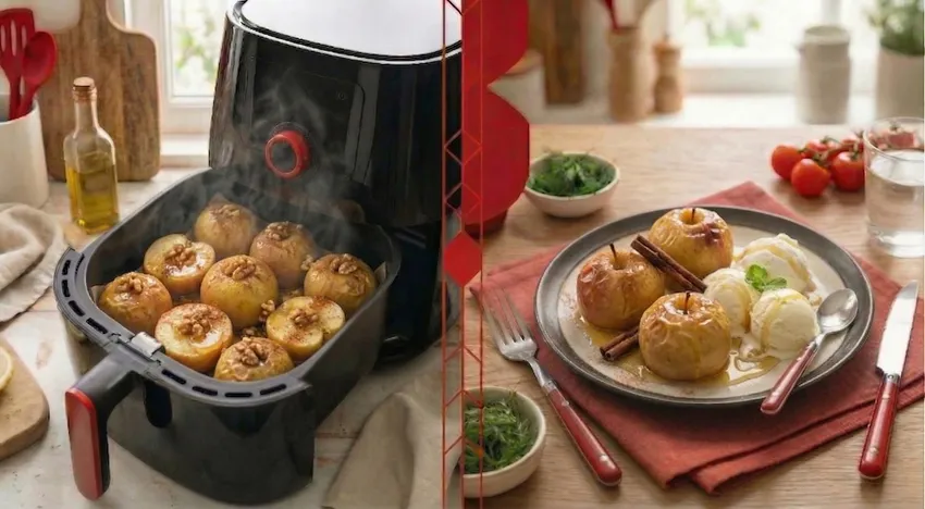 Запеченные яблоки с корицей и медом. Фото сгенерировано нейросетью Nano Banana