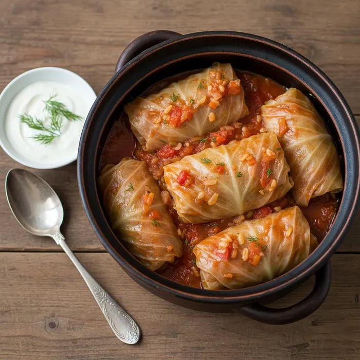 Постные голубцы с перловкой. Фото сгенерировано нейросетью Nano Banana