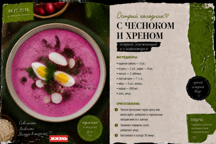Острый холодник с хреном и чесноком. Коллаж: Сорокина Екатерина