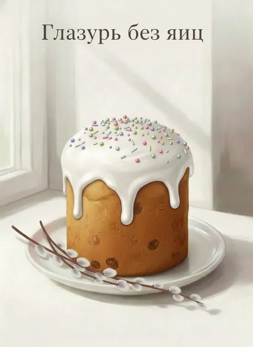 Глазурь без яиц для кулича. Фото сгенерировано нейросетью Nano Banana
